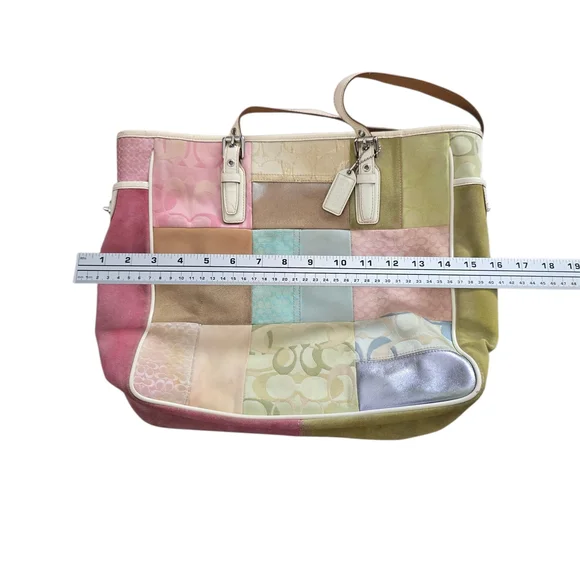 Coach Signature Colorful Patchwork Tote Bag Y2K Pastel - Picture 9 of 11